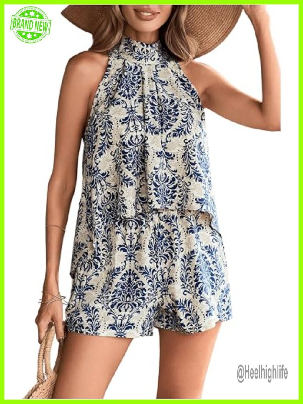 Boho Tribal Print Halter Blouse and Shorts Set
